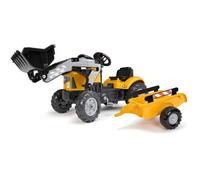 Tractopelle à pédales SuperBuilder - FALK - Volant directionnel, Remorque - Fabriqué en France, 40% de plastique recyclé - Dès 2 ans