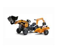 FALK Tractopelle à pédales Case CE 967N – excavatrice & remorque, dès 2 ans, Fabriqué en France