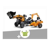 Tractopelle enfant Case CE avec remorque excavatrice ceinture et outils de jardin 2 à 5 ans