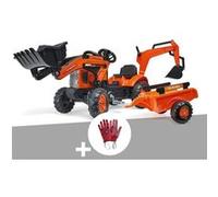 Tractopelle enfant Kubota avec remorque + excavatrice 2 à 5 ans + Gants de protection enfant 5/6 ans ANABEL la coccinelle - Falk G