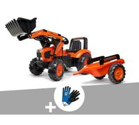 Tractopelle Enfant Kubota M135gx 3 À 7 Ans Falk + Gants