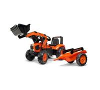 Tractopelle à pédales - FALK - Kubota - Avec remorque - Dès 3 ans - 100% Fabriqué en France - Au moins 50% de plastique recyclé