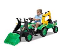 Tractopelle Enfants DREAMADE 3 en 1 - Vert - 6 Roues - Remorque Amovible