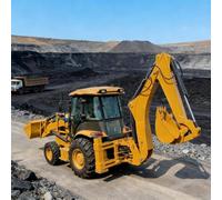 Tractopelleteuse compacte avec chargeur frontal et pelle arrière - Mini chargeuse rétrocaveuse pour chantiers éloignés, construction agricole et tranchée