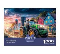 Tractor at DuskPuzzle interactif de 1000 pièces pour Adultes - Scène de Ferme Rurale débordant de Jeux de Puzzle stimulants pour Les Deux sexes - Ces Puzzles interactifs sont Faits pour Les Adultes