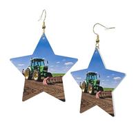 Tractor Farm Boucles d'oreilles élégantes en cuir Motif étoile Accessoires tendance et uniques pour un usage quotidien, taille unique