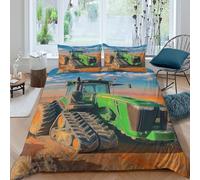 Tractor Farm Machine Parure de Lit 3D Effet Microfibre 3 Pièces Hypoallergique Digital Art Vivid Housse de Couette avec Taie d'oreiller Ultra Douce for Enfants Garçons Ado Super King（260x220cm）