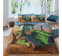 Tractor farm machine Parure de Lit Microfibre résistante 3 pièces 3D Effet Confortable Rural landscape Ensemble De Literie avec Fermeture Éclair Douce for Enfants Garçons Ado Double（200x200cm）
