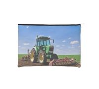 Tractor Farm Trousse à maquillage réutilisable en papier imperméable et légère pour voyage, école et usage quotidien Motif imprimé intégral pour femmes, étudiants, écologistes, Noir , Taille unique