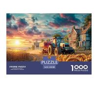 Tractor in FieldPuzzles étonnants de 1000 pièces pour Adultes Scène de Coucher de Soleil Rural Un panthéon d'impossible, Dur, Difficile pour Tous Les sexes - Un défi unificateur pour Adultes