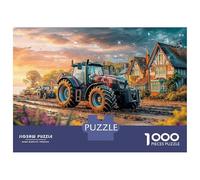 Tractor in Rural Scene 1000 Pcs Carton Recyclé Modern Farm Tech Style Assortiment Puzzles Séniors Passionnés Entraînement Cérébral Décoration Intérieure Coffret Indispensable 70x50cm/1000pcs