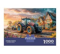 Tractor in Rural Scene 1000 Pièces Carton Premium Lot de Puzzles Modern Farm Tech Style Anti-Stress Jeu Familial Puzzles pour Adultes Et Enfants 70x50cm/1000pcs