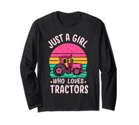Tractor Lover Vintage Just A Girl Who Loves Tractors Cadeaux Manche Longue