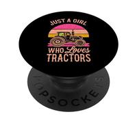 Tractor Lover Vintage Just A Girl Who Loves Tractors Cadeaux PopSockets PopGrip Adhésif