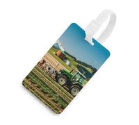 Tractor Milk Farm Étiquettes de bagages Nom ID Étiquette de confidentialité Identification facile, sécurisée et élégante pour homme et femme Valise Sac à main Sac à dos Style blanc