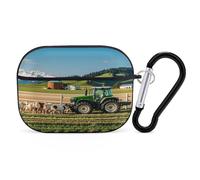 Tractor Milk Farm Organiseur d'écouteurs résistant aux chocs pour Airpods Pro 2ème génération avec mousqueton et clip anti-chute Noir