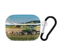 Tractor Milk Farm Organiseur d'écouteurs résistant aux chocs pour Airpods Pro avec mousqueton et clip anti-chute pour Airpods Pro 2ème génération Blanc