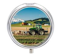 Tractor Milk Farm Petite boîte à pilules de voyage à 3 compartiments - Pilulier quotidien portable avec design anti-mélange - Facile à récupérer - Médicaments, vitamines et compléments
