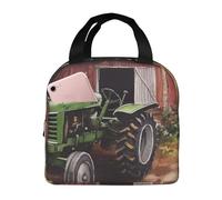 Tractor on The Farm Sac à déjeuner isotherme portable avec doublure en feuille d'aluminium, grand refroidisseur thermique en tissu Oxford