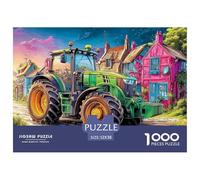 Tractor on Village RoadSuperior Puzzle de 1000 pièces pour Adultes Scène Rurale colorée offrant Une série de Jeux éducatifs Difficiles - Positionné comme Le Cadeau éducatif idéal