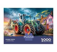 Tractor on Village Street 1000 Pcs Carton Extra-épais Coffret De Puzzles Rural Farm Scene Art Stimulant Et Éducatif Jeu Familial Puzzles As Birthday Gifts 52x38cm/1000pcs