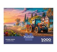 Tractor Plowing Field 1000 Pièces Carton Extra-épais Lot de Puzzles Rural Sunset Landscape Art Stimulant Et Éducatif Jeu Créatif Puzzles As Birthday Gifts 70x50cm/1000pcs