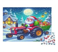Tractor Puzzles À Assembler 1000 Pièces Matériau Recyclé Santa Claus Puzzles pour Les Personnes Âgées Puzzle Game Props Intéressant Jeu De Famille Props pour Adultees 52x38cm/1000pcs