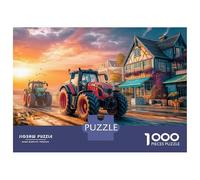 Tractors Racing 1000 Pièces Carton Extra-épais Coffret De Puzzles Rural Sunset Scene Stimulant Et Éducatif Jeu Créatif Puzzles pour Adultes Et Enfants 52x38cm/1000pcs