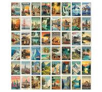 TracyArt Cartes postales de voyage vintage - Décorations autour du monde, affiches de voyage vintage, sans cadre, 48 pièces 10,2 x 15,2 cm