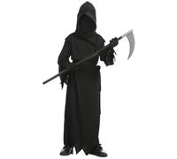 TRACYCY Déguisement Faucheuse Enfant Cosplay Horreur Fantômes Hellraiser Scythe Reaper Set avec Accessoires Halloween Carnaval Anniversaire Fête Costume pour 5-14 Ans