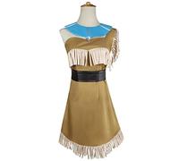 TRACYCY Pocahontas Déguisement Femme Cosplay Princesse Pocahontas Indien Robe et Accessoires Colliers Set pour Adulte Dress Up Halloween Noël Carnaval Fête Fancy Costume