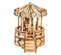 TRACYE Boîte à Musique Carrousel Puzzle 3D,Kit de Bricolage en Bois Puzzle Tridimensionnel,Coration de Ornements Maison,Meilleur Cadeau de Vacances