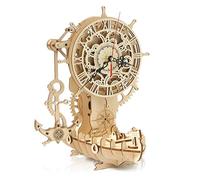TRACYE Horloge de Bateau Pirate Puzzle en Bois 3D,DIY Assemblage Modèle Artisanat Kit,Jouet Éducatif,pour Cadeaux d'anniversaire Noël