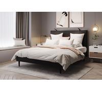 TRADA Calma Lit Boxspring 140x200 avec LED Noir Tissu velours