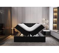 TRADA Lit Boxspring 140x200 Palermo avec sommiers à lattes avec matelas avec topper Set complet Lit rembourré Bonell H3 Noir