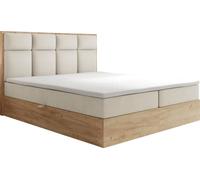 TRADA Lit Boxspring avec matelas avec sommier et topper Blanc Velour 140x200 Selva