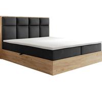 TRADA Lit Boxspring avec matelas avec sommier et topper Gris Velour Selva 160x200
