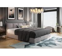 TRADA Royal Lit Boxspring 180x200 Gris avec sommier Matelas Bonell H3 Topper