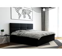 TRADA Top Lit Boxspring 200x200 cm Noir Lit double avec 2 sommiers à lattes Matelas Bonell