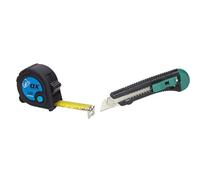 Trade 5M Tape Measure & wolfcraft 4146000 - Cutter Lame Sécable - Largeur de Lame 18 mm, Argent