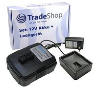 Trade-Shop Batterie Li-Ion 12 V / 1500 mAh + bloc d'alimentation remplace AEG Ryobi 130503001 130503005 BPL-1220 CB120L CB121L L1212R