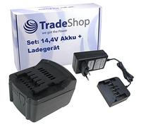 Trade-Shop Batterie Li-Ion 14,4 V/3000 mAh + chargeur pour Metabo HJA 14.4-18, R 12-18 DAB+ BT, SLA 14.4-18 LED remplace 6.25454 6.25467 6.25456