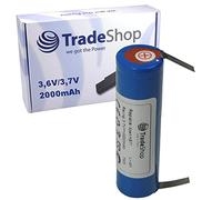 Trade-Shop Batterie Li-ion 3,6 V/3,7 V 2000 mAh compatible avec Bosch IXO (67 mm x 18,5 mm avec cosses à souder en U de 5 mm)