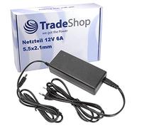 Trade-Shop Bloc d'alimentation universel 12 V 6 A - 5,5 mm x 2,1 mm - Fiche ronde pour amplificateur Bluetooth FritzBox lecteur DVD - Chargeur de batterie, routeur, modems