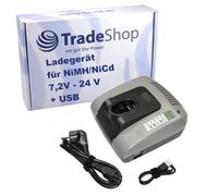 Trade-Shop Chargeur de batterie 7,2 V-24 V 2 A NI-MH/NI-Cd compatible avec Bosch GWS14.4V/3B GWS14.4VH Jan54 PAG14.4V PDR14.4V/N PKS14.4V PSB14