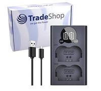 Trade-Shop Chargeur de batterie double 2 canaux avec écran LCD Micro USB C pour Fujifilm FinePix XT4 X-T4 Fuji NP-W235