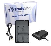 Trade-Shop Chargeur de batterie double USB-C compatible avec Canon LP-EL DS401231 LC-E6 LC-E6E EL-1 EL-5 Speedlite avec câble micro USB / station de charge