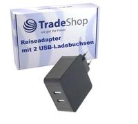 Trade-Shop Chargeur double USB 12 W / 2400 mA - Bloc d'alimentation universel pour téléphone portable, montre, batterie externe et haut-parleur Bluetooth, adaptateur secteur USB 2 voies