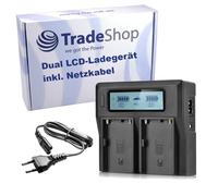 Trade-Shop Chargeur double USB LCD avec câble d'alimentation compatible avec Sony PMW-200 PMW-260 PMW-280 PMW-300 PMW-EX160 PMW-EX260 PMW-EX280 PXW-FS5 PXW-FS5K