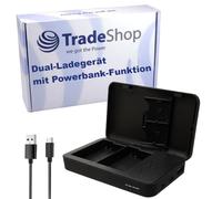Trade-Shop Chargeur LED double USB-C USB-A avec fonction Power Bank compatible avec Nikon 1 V1, D7000, D7100, D7200, D7500, D8000, D500, D600